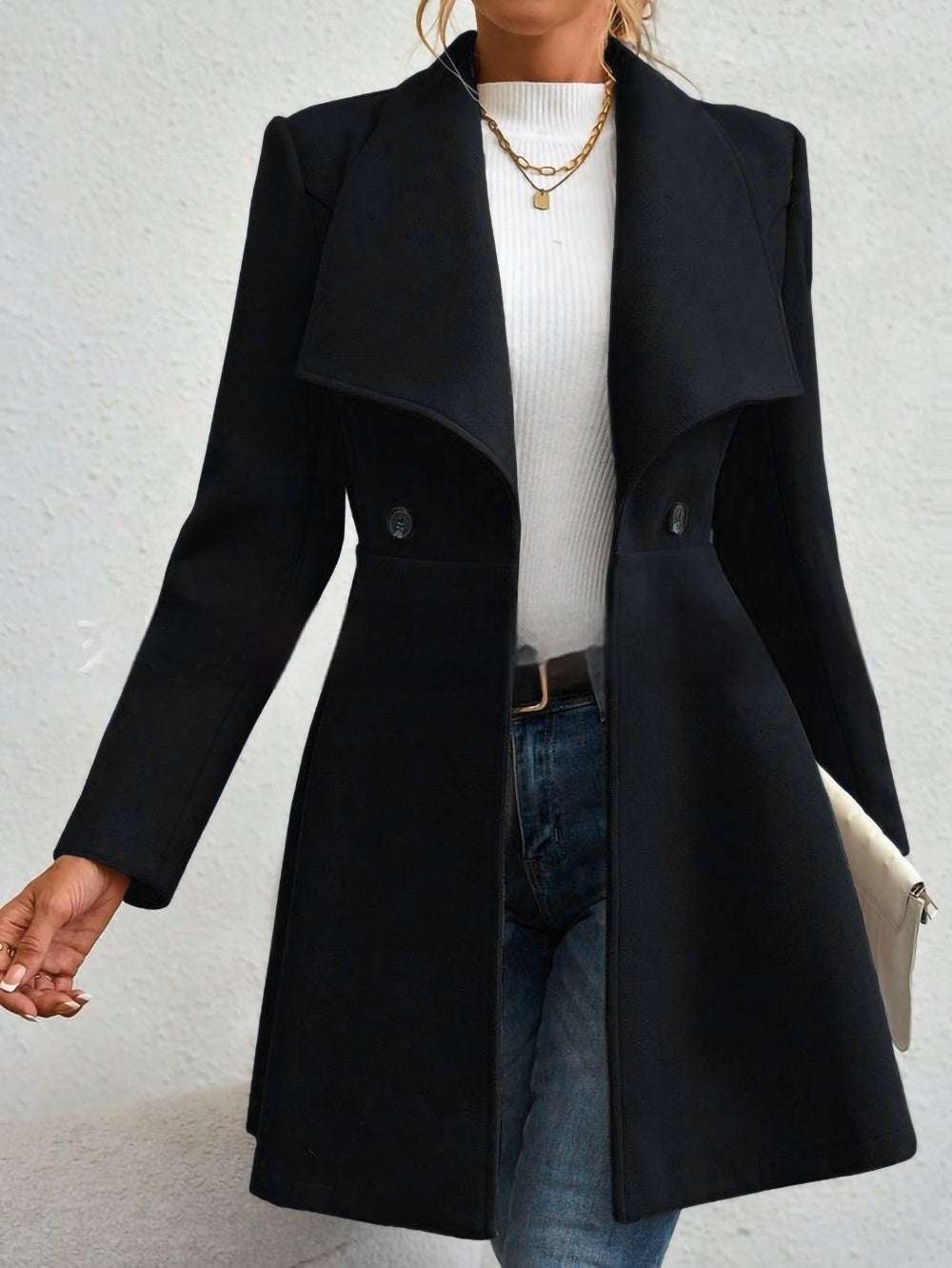 Women's Coat Slim Fit Long Fashion Lapel