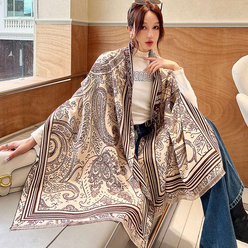 Women's Versatile Thickened Warm Cashmere Scarf Female Versatile Fashion Thickened Warm Cashmere Scarf | Ectron Online