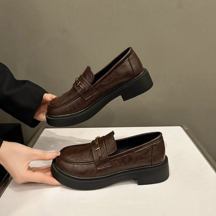 Women's Soft Leather Commuter Shoes | Metal Decor Casual Loafers All-match Metal Commuter Soft Bottom Sof | Ectron Online