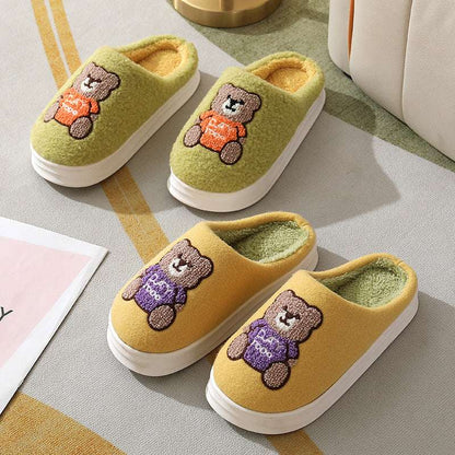 Cartoon Bear Woolen Slippers – Women’s Winter Thick-soled Shoes Lovely Cartoon Bear Woolen Slippers For | Ectron Online