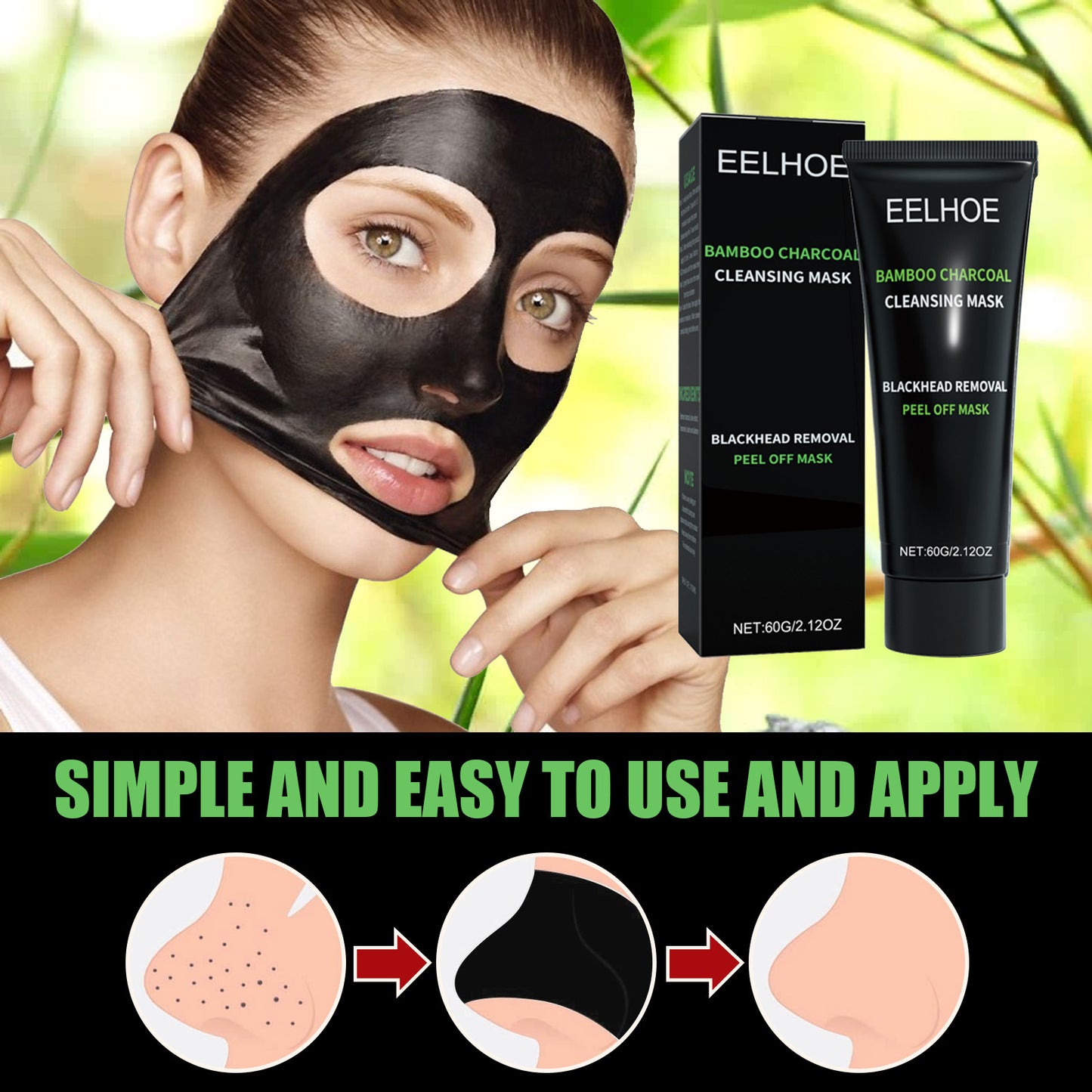 EELHOE Bamboo Charcoal Peel-Off Mask - Deep Pore & T-Zone Oil Control
