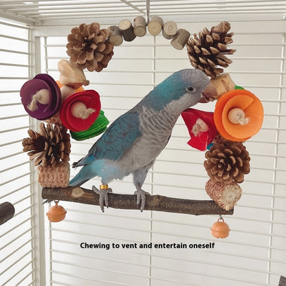 Parrot Swing Pine Nut Grinding Mouth Grinding Claw Log Bird Stand Rod Color Decoration