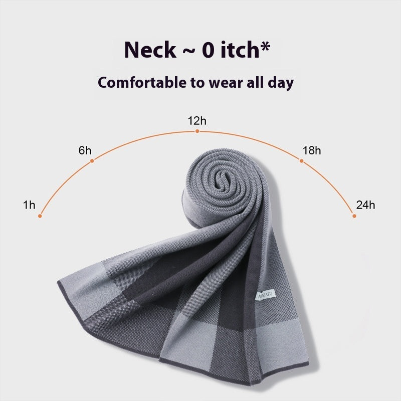 Gray neck pillow with comfort duration chart on a light gray background
