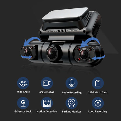 Hainatech 360° 4-Channel Dash Cam - Front, Rear & Sides 1080P Hainatech 360 Degree View 4 Channel Dash | Ectron Online