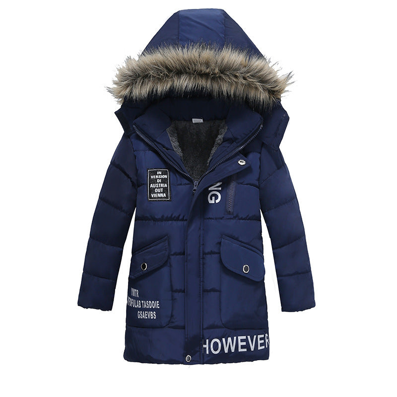 Boys' Padded Cotton Jacket with Large Fur Collar Boys Large Fur Collar Padded Warm Cotton | Ectron Online
