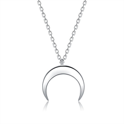 Simple Moon Pendant Sterling Silver Clavicle Chain