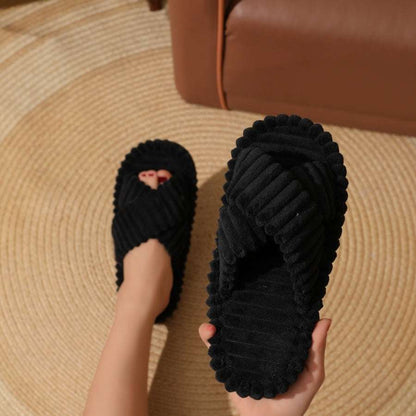 Home Fur Cross Belt Cotton Slippers Women Home Fur Cross Belt Cotton Slippers Wome | Ectron Online