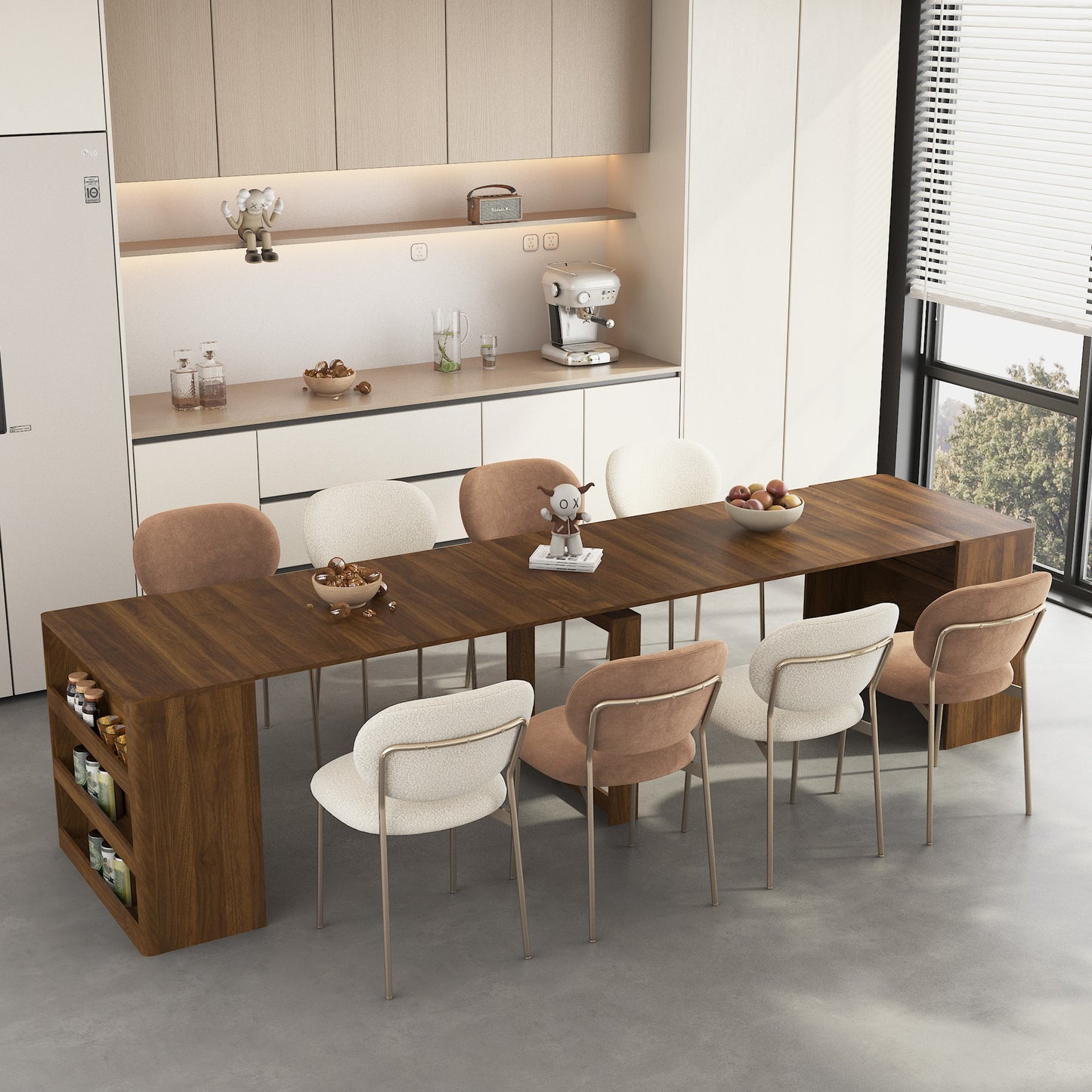 Extendable Dining Table for 1-10 People - Foldable Wood Console