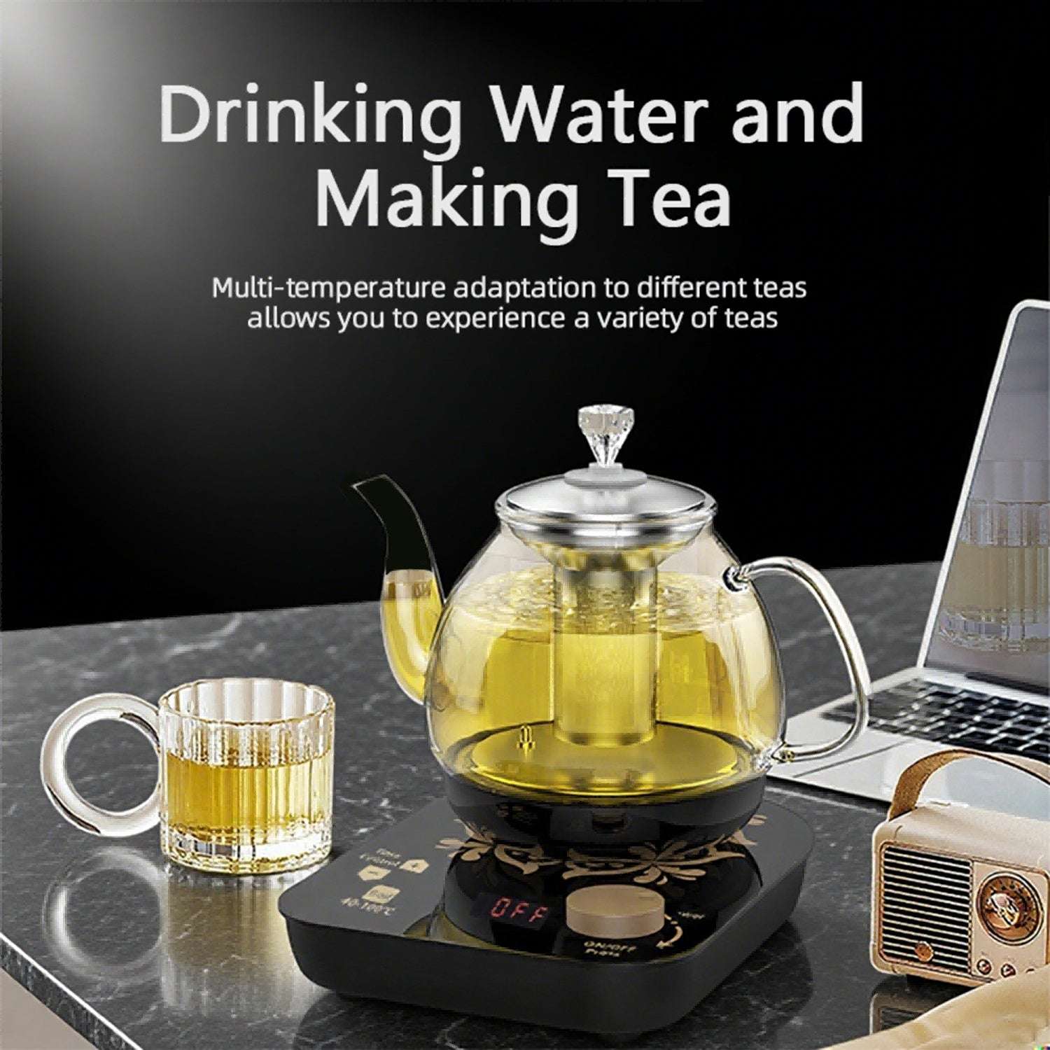 800ml Glass Electric Teapot & Kettle