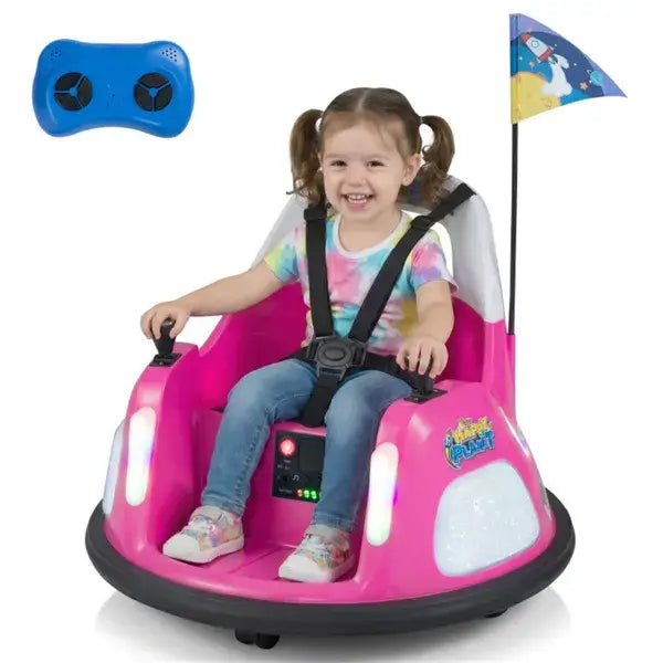 Kids Ride-On Bumper Car with 5-Point Safety Harness – Pink Pink 5-Point Seat Belt Kids Bumper Car W | Ectron Online
