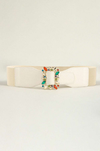 Multicolored Leaf Buckle Elastic Belt