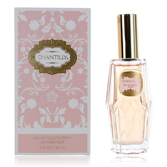 Chantilly eau de toilette spray bottle with box, 2 oz (60 mL), clear glass