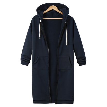 Hooded Long Sleeve Sweater Fleece Long Jacket