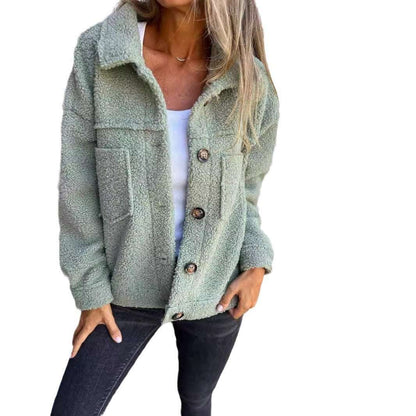 Single-Breasted Lamb Wool Coat Women's Lapel Single Breasted Lamb Wool | Ectron Online