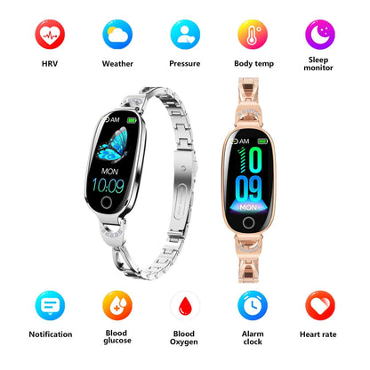 Elegant Gold Smartwatch for Women – Bling Health & Fitness Bracelet Gold Smartwatch For Women Compatible For | Ectron Online