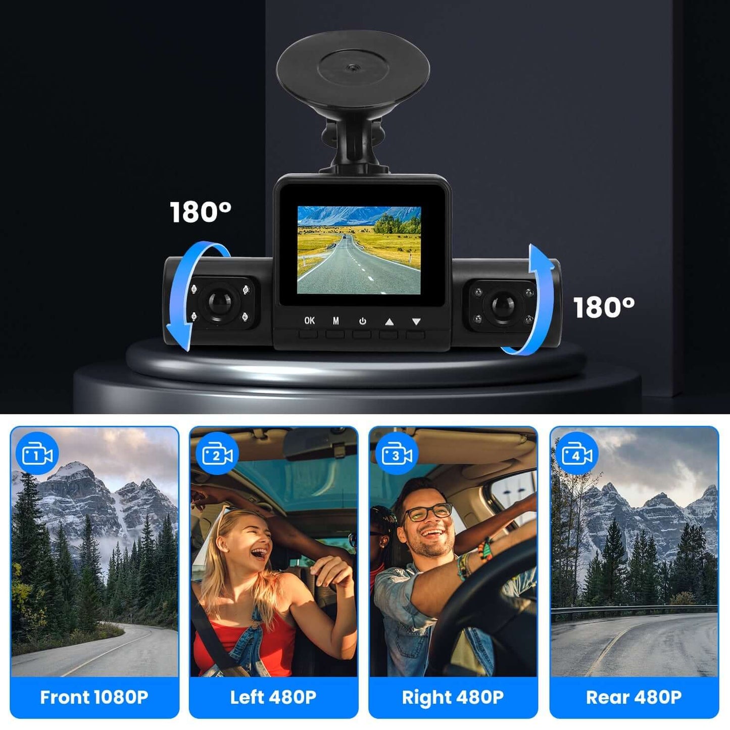 360° View 4-Channel Dash Cam - 1080P FHD Front & Triple Cabin/Rear Cameras 1Pc 360 Degree View FHD 4 Channel Dash C | Ectron Online