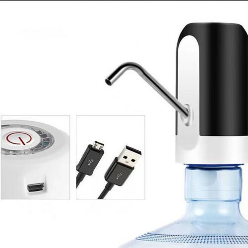 Electric water bottle dispenser with stainless spout and USB charging cables