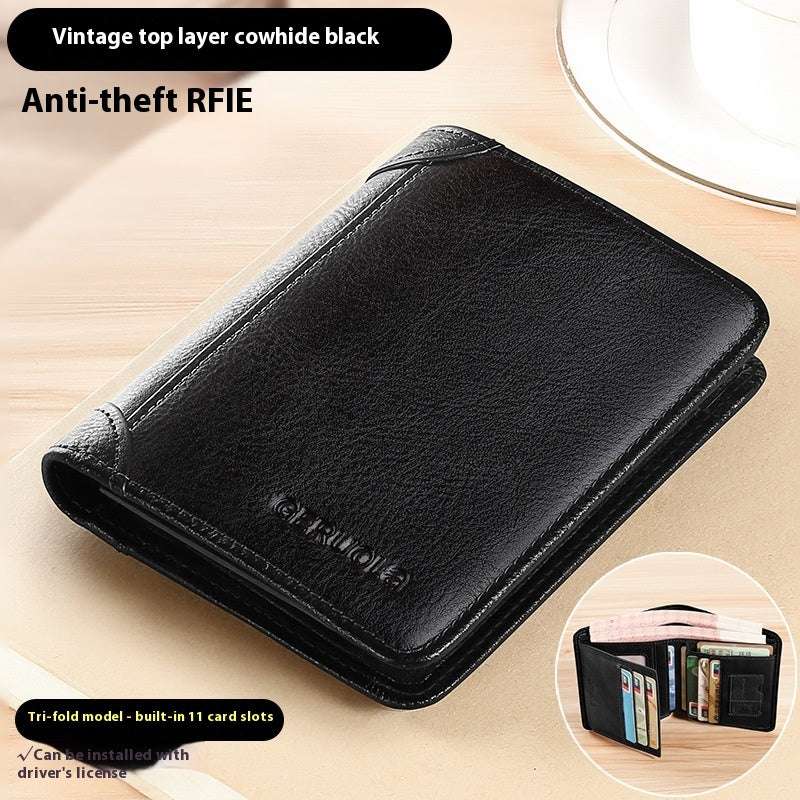 Ultra-Thin Genuine Leather Wallet Genuine Leather Anti-theft Swiping Ultra | Ectron Online