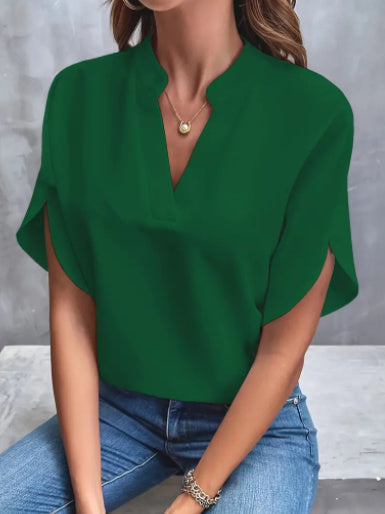 Elegant Short-Sleeved Chiffon Shirt Summer Short-sleeved Chiffon Shirt New V | Ectron Online