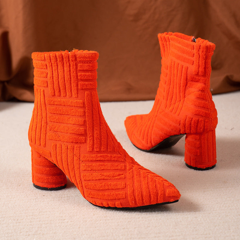 Fashionable High Heels: Pointed Toe Zip Boots Women's Shoes | Ectron Online