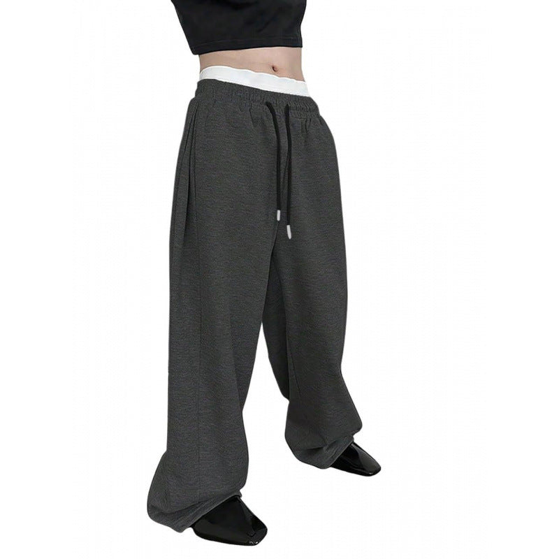 Men's Sweatpants with Waist Drawstring - Straight Loose Fit Trousers