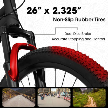 26" Dual Suspension Mountain Bike - 21-Speed Steel Frame MTB A26207 26 Inch Steel Frame Shock Fork Pl | Ectron Online