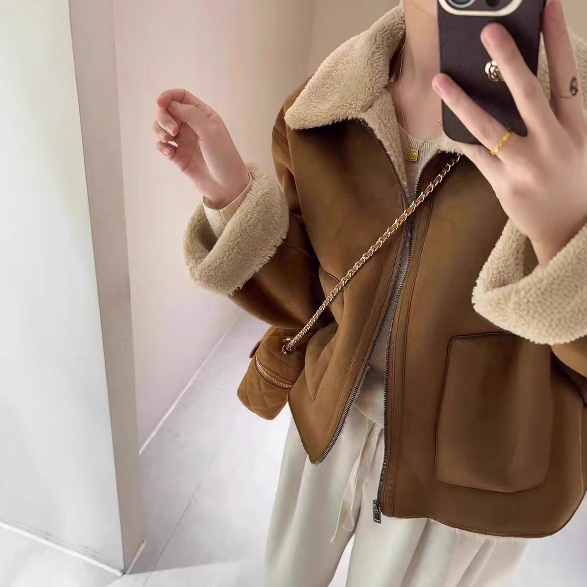 American Retro Motorcycle Jacket | Warm Short Lapel Vintage Outerwear