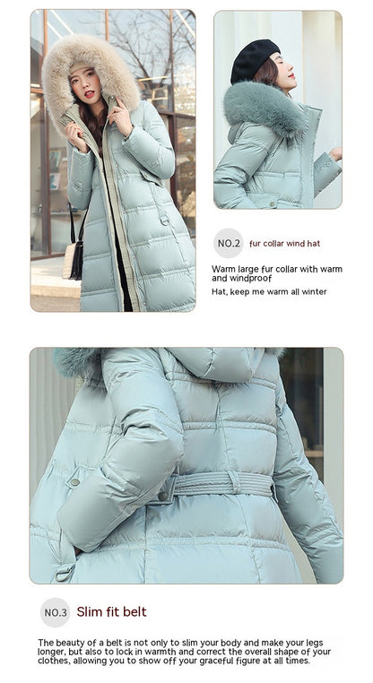 Over-the-knee Down Cotton Jacket Thickened Cotton-padded Coat