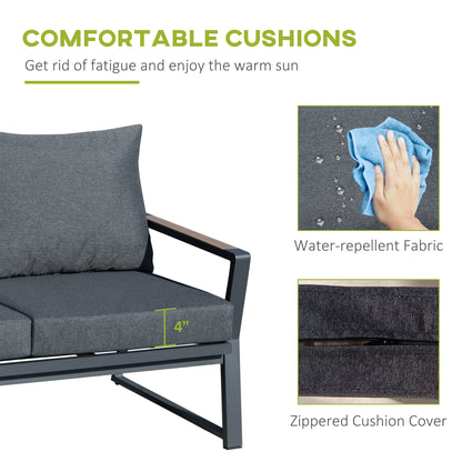 Dark grey outdoor chair cushion with zipper cover and water-repellent fabric