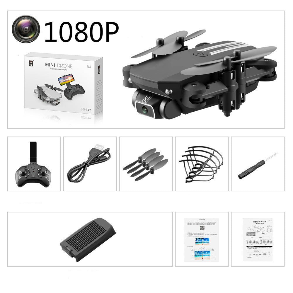 Mini drone with accessories on a white background