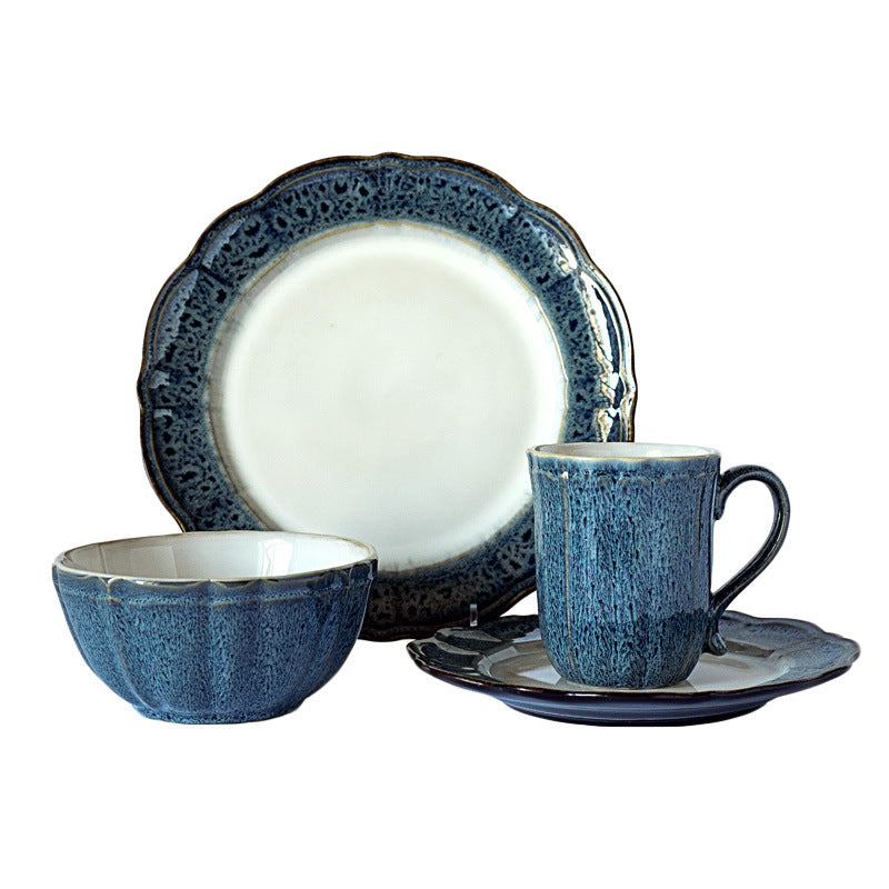 Creative Ceramic Plate American Retro Embossed Tableware Set