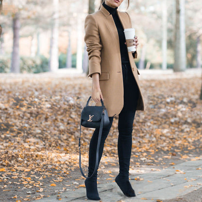 Women's Stand-Collar Woolen Coat | Elegant Slim-Fit Winter Jacket Ladies Stand-collar Slim-fit Woolen Coat | Ectron Online
