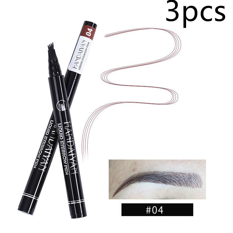 3-piece eyebrow pencil set with 2 black pens, #04 shade, fine brush tips
