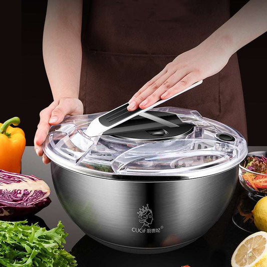 Stainless Steel Salad Vegetable Dehydrator Salad Drying Machine Fruit And Vegetable Drain Basket Household Vegetable Washing Press Water Throwing Artifact