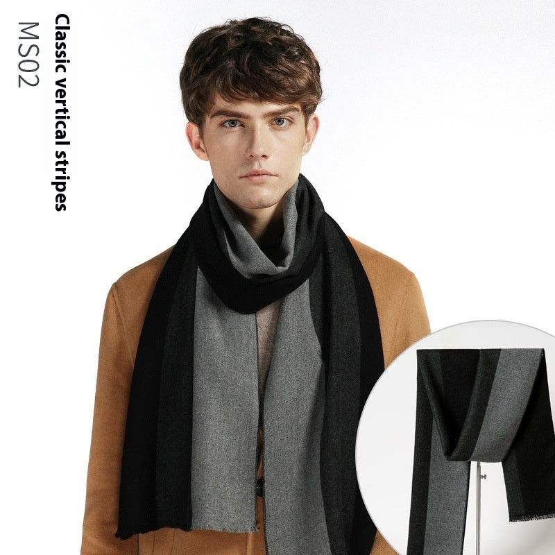 Simple Plaid Warm Keeping Artificial Cashmere Scarf Men's Scarves | Ectron Online