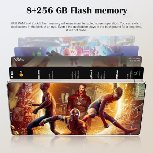 Unlocked smartphone displaying a gaming scene on the front screen, tablet-style view