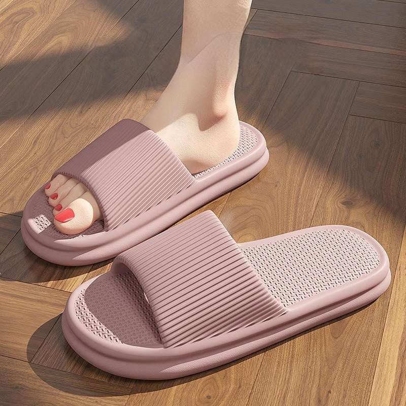 Striped Design Home Slippers For Women Men Soft Anti-slip Floor Bathroom Slippers Solid House Shoes Striped Design Home Slippers For Women M | Ectron Online