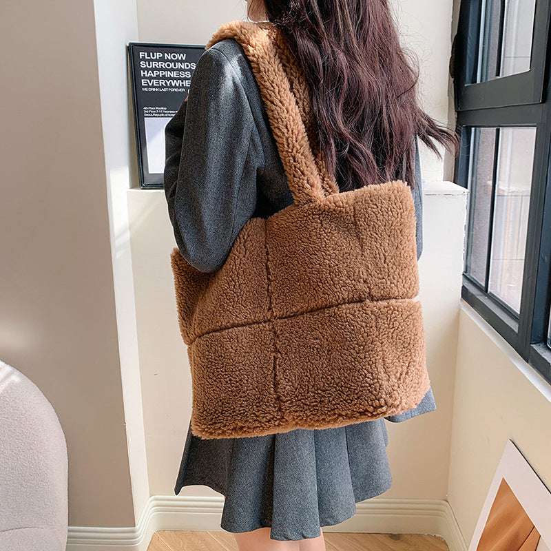 Luxury Plush Bag - Winter Fashion Cute Tote Handbag Women's Designer Luxury Plush Bag Winter | Ectron Online