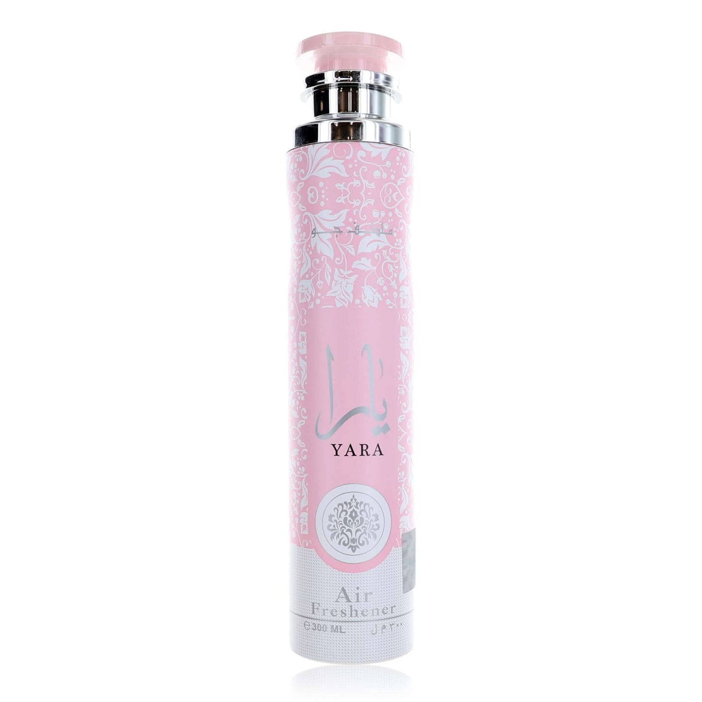 Yara by Lattafa air freshener bottle, pink with silver cap