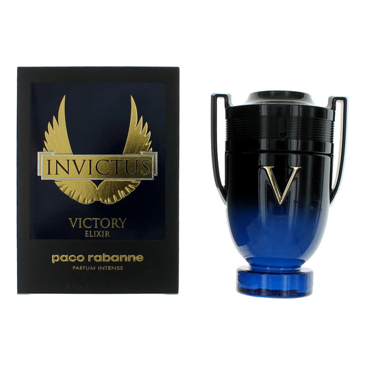 Men's eau de parfum spray set with blue glass bottle and Intense Elixir box