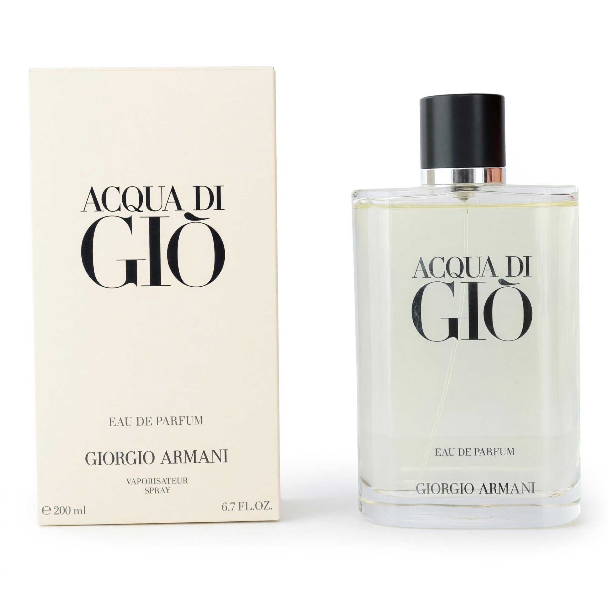 Acqua di Gio EDP spray bottle with black cap, Giorgio Armani 6.7 oz