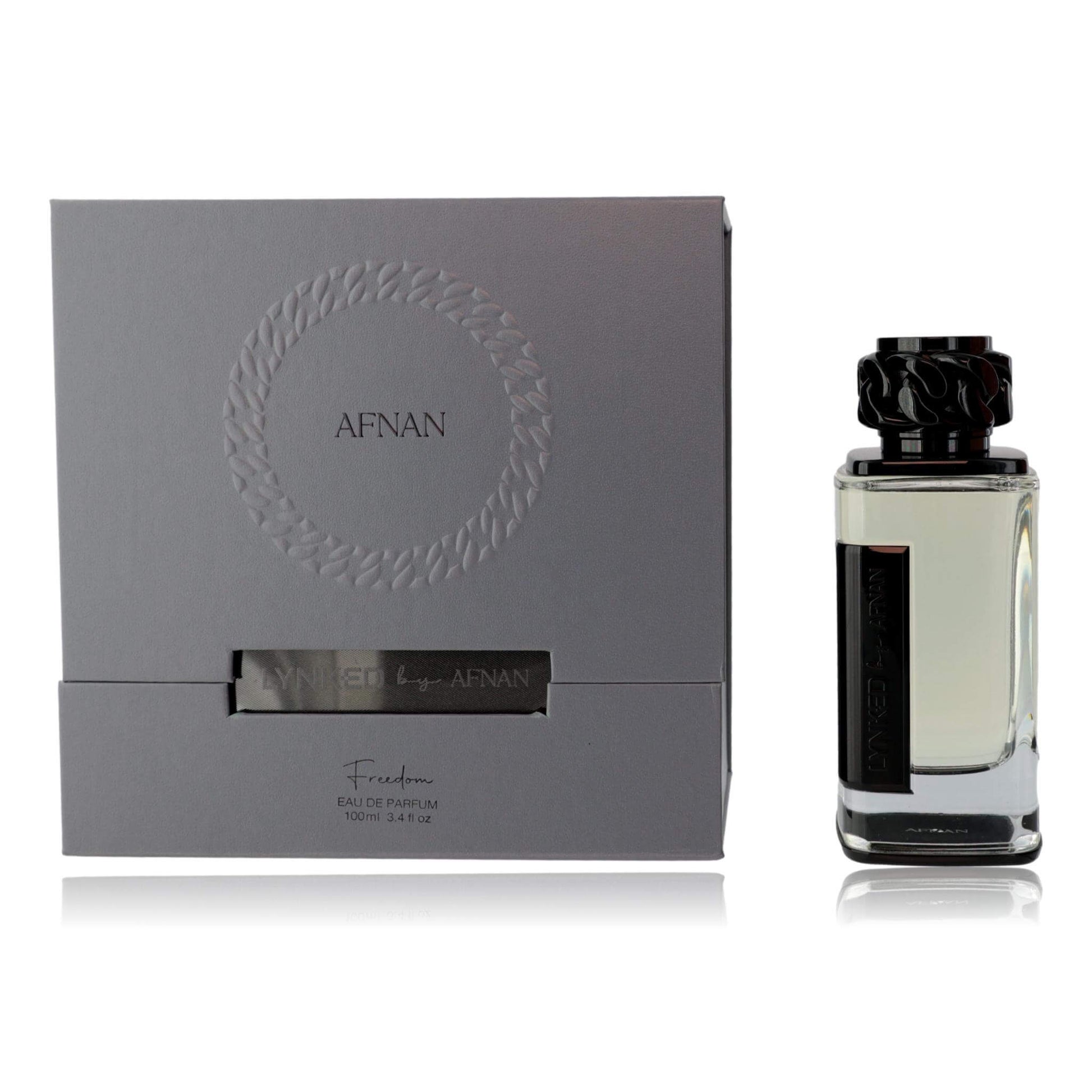 Lynked Freedom by Afnan, 3.4 oz EDP spray for Men in an elegant packaging with a stylish bottle.
