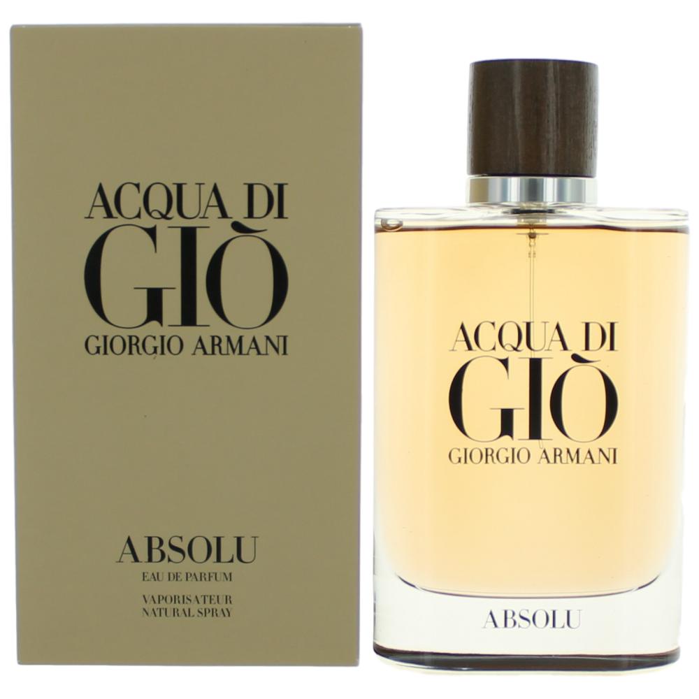 Men's Absolu eau de parfum spray bottle with cap and matching box, amber glass