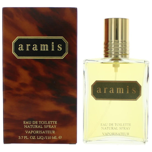 Aramis men's eau de toilette spray bottle with amber box, 3.7 fl oz