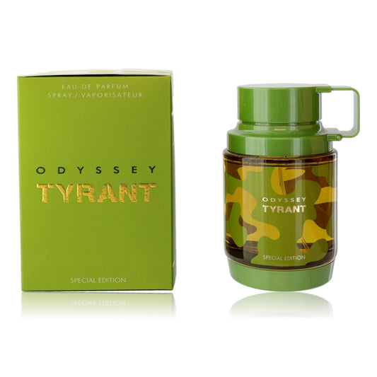 Odyssey Tyrant by Armaf, 3.4 oz EDP Spray for Men in special edition camouflage packaging.