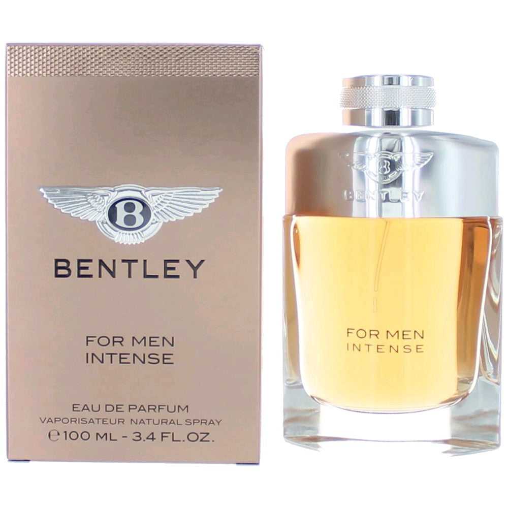 Bentley Intense men's eau de parfum spray, glass bottle with gold label and box