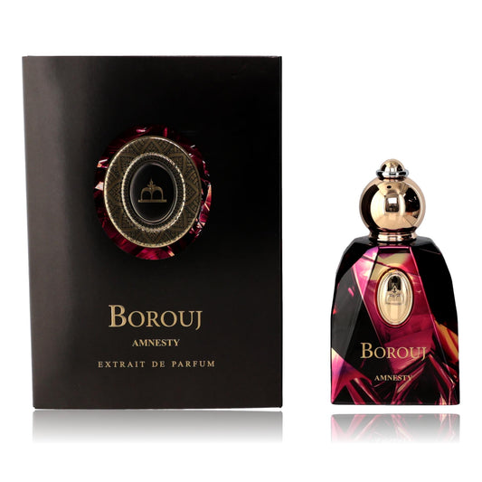 Borouj Amnesty Extrait de Parfum spray bottle with gold cap and matching box