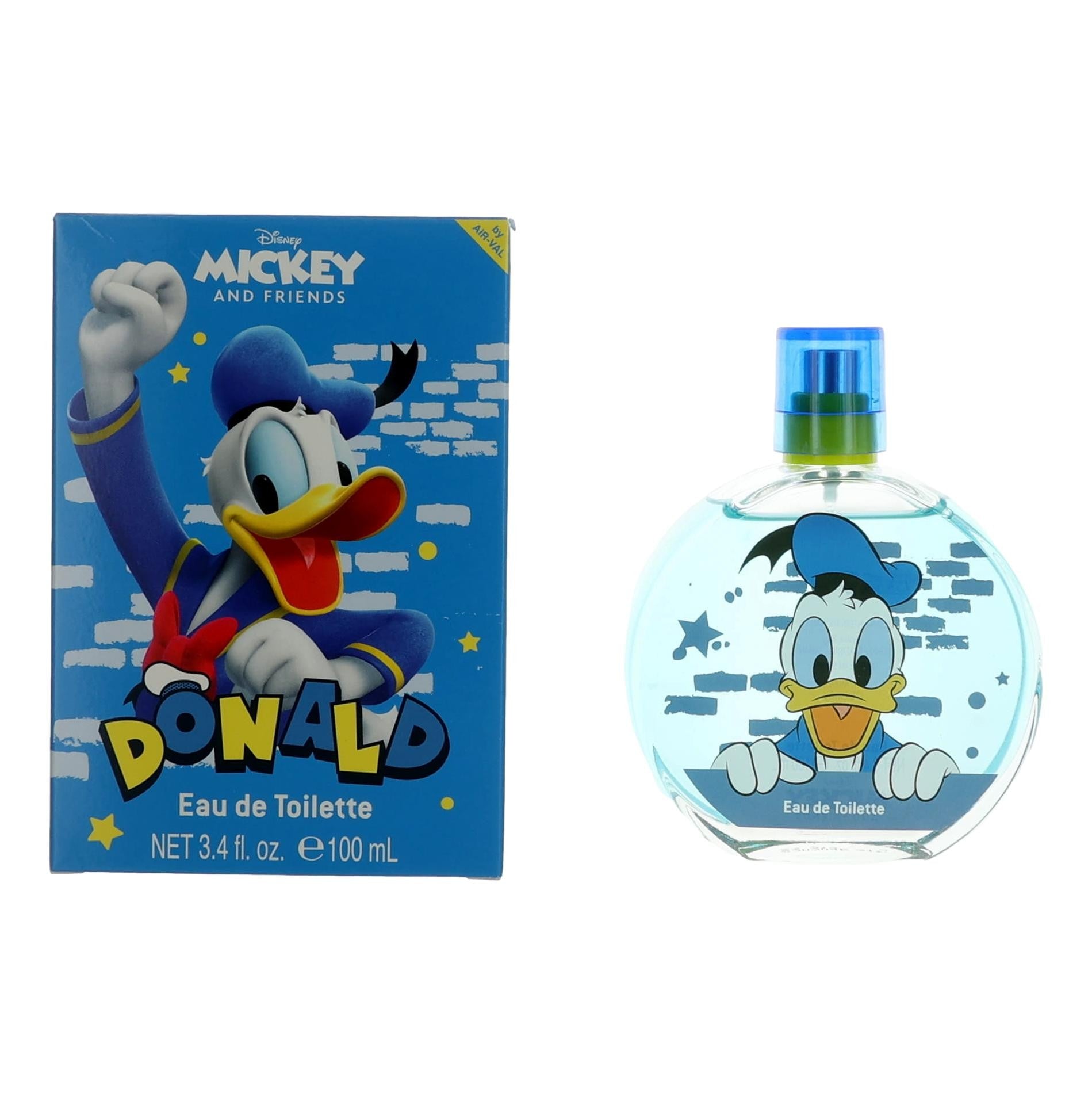 Kids eau de toilette spray: Donald Duck themed bottle with cap and matching box