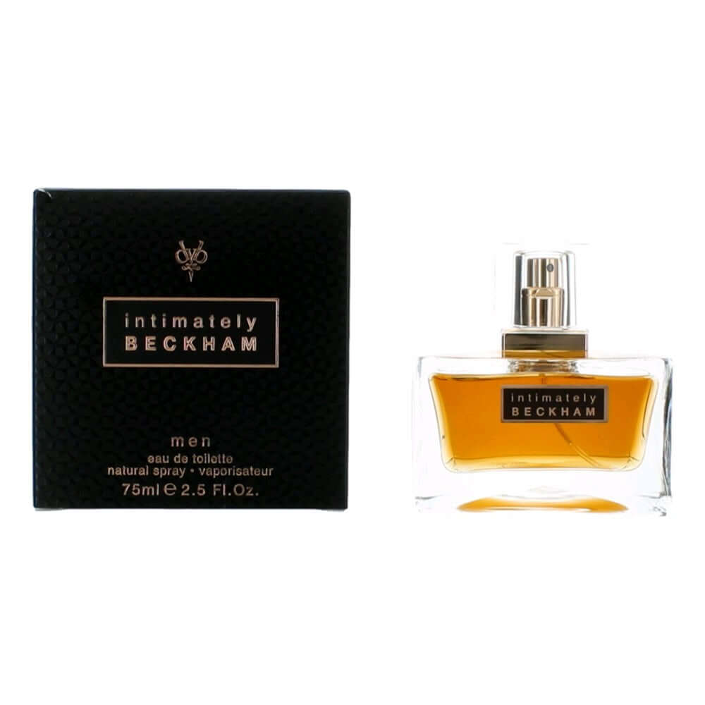 Men's eau de toilette spray set with Intimately Beckham box and amber glass bottle
