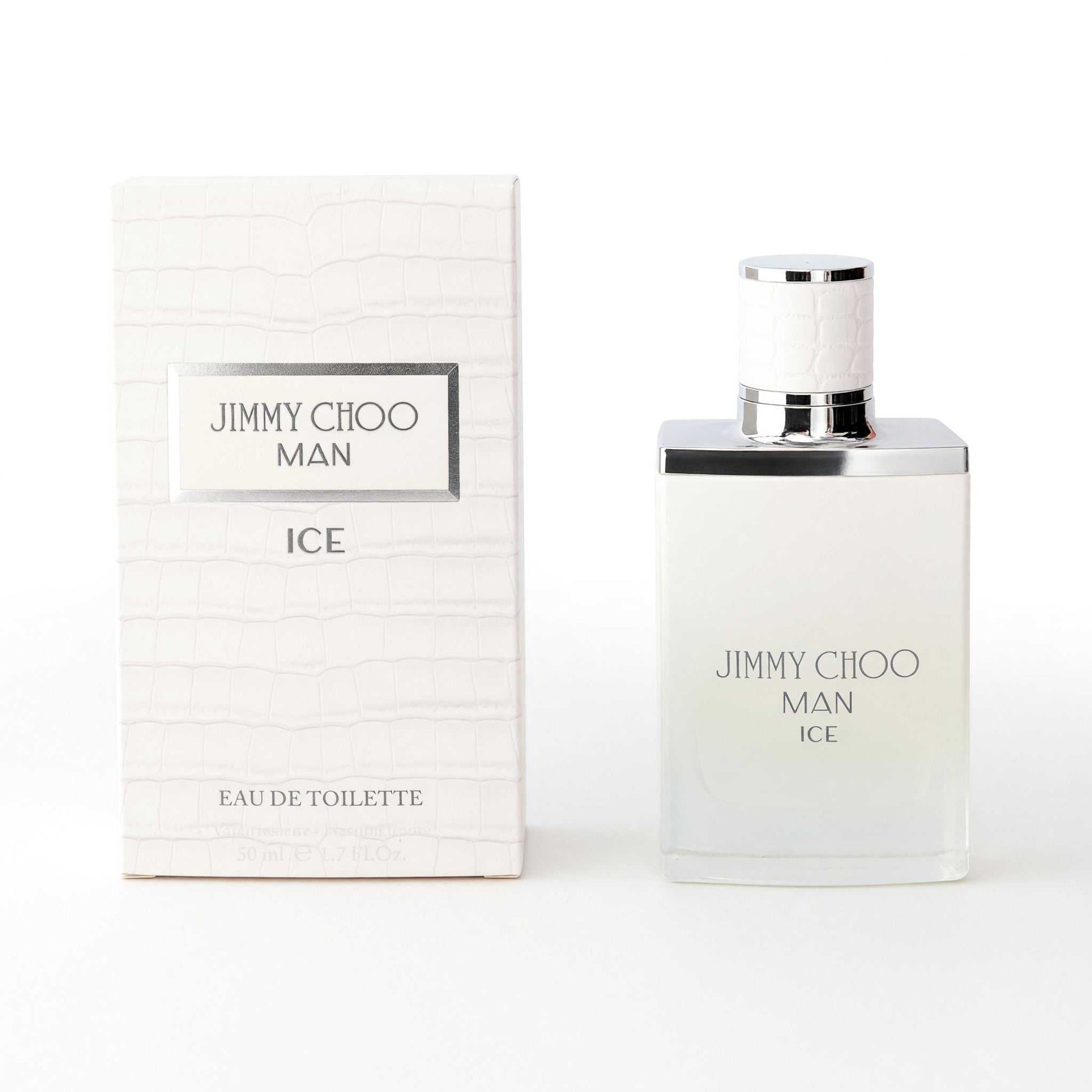 Men's EDT spray bottle, white glass with silver cap and 'ICE' label